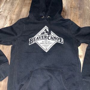 Beaver Canoe Black Hoodie for Women